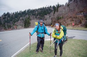 Appalachian Trail thru-hikers emerge where the trail crosses U.S. 441 at Newfound Gap. Photo provided by spablab via Flicker.